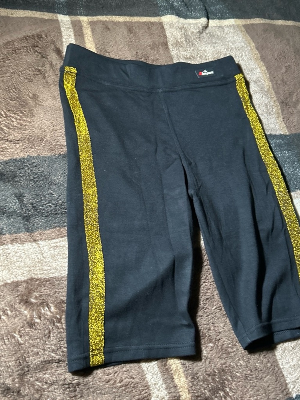 White House Black Market Black Kids Leggings with Gold Side Stripes